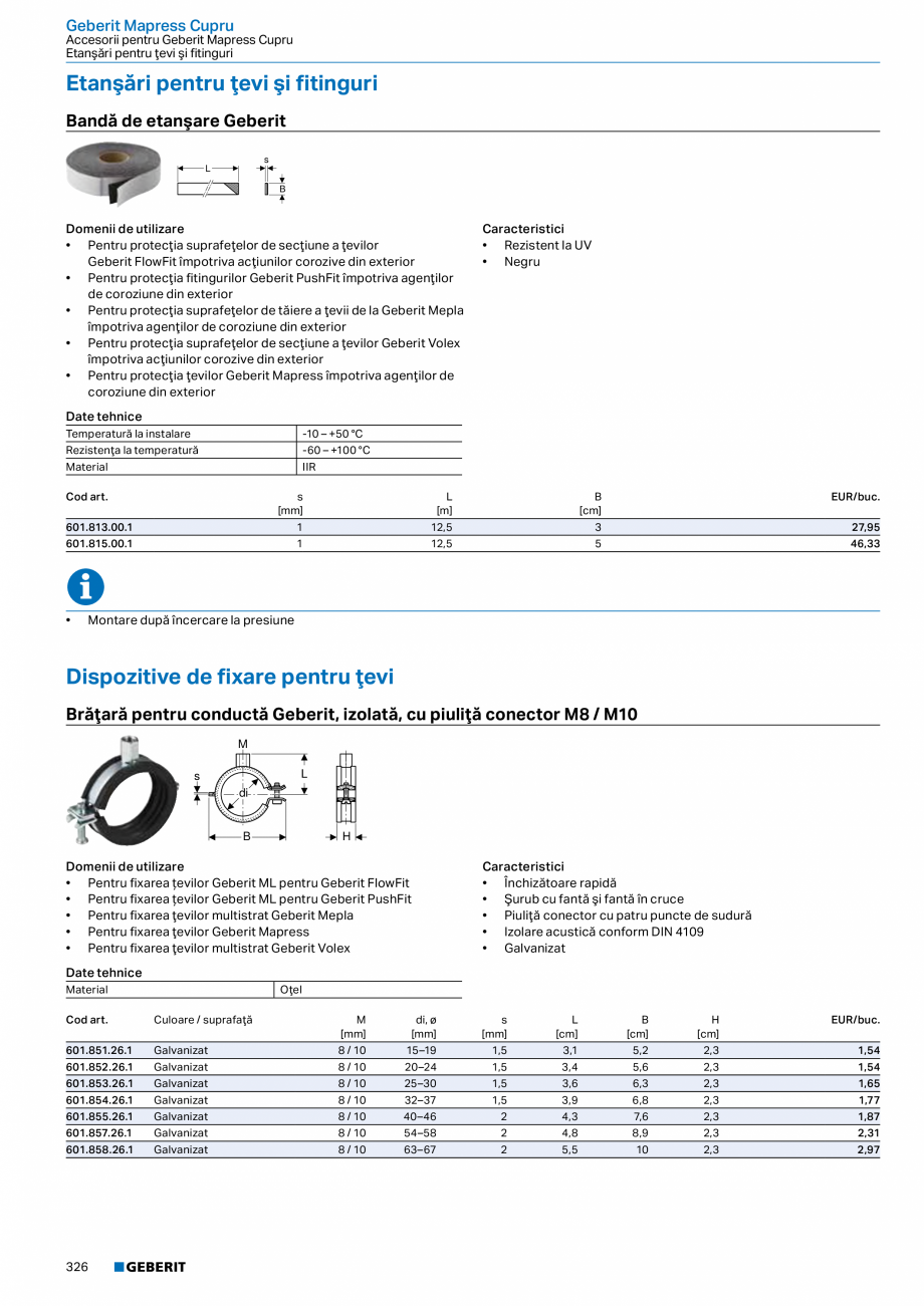 Pagina 325-Catalog GEBERIT - Sisteme de tevi - 2022  Catalog, brosura Romana şi conexiuni, cu posibilitate de ...