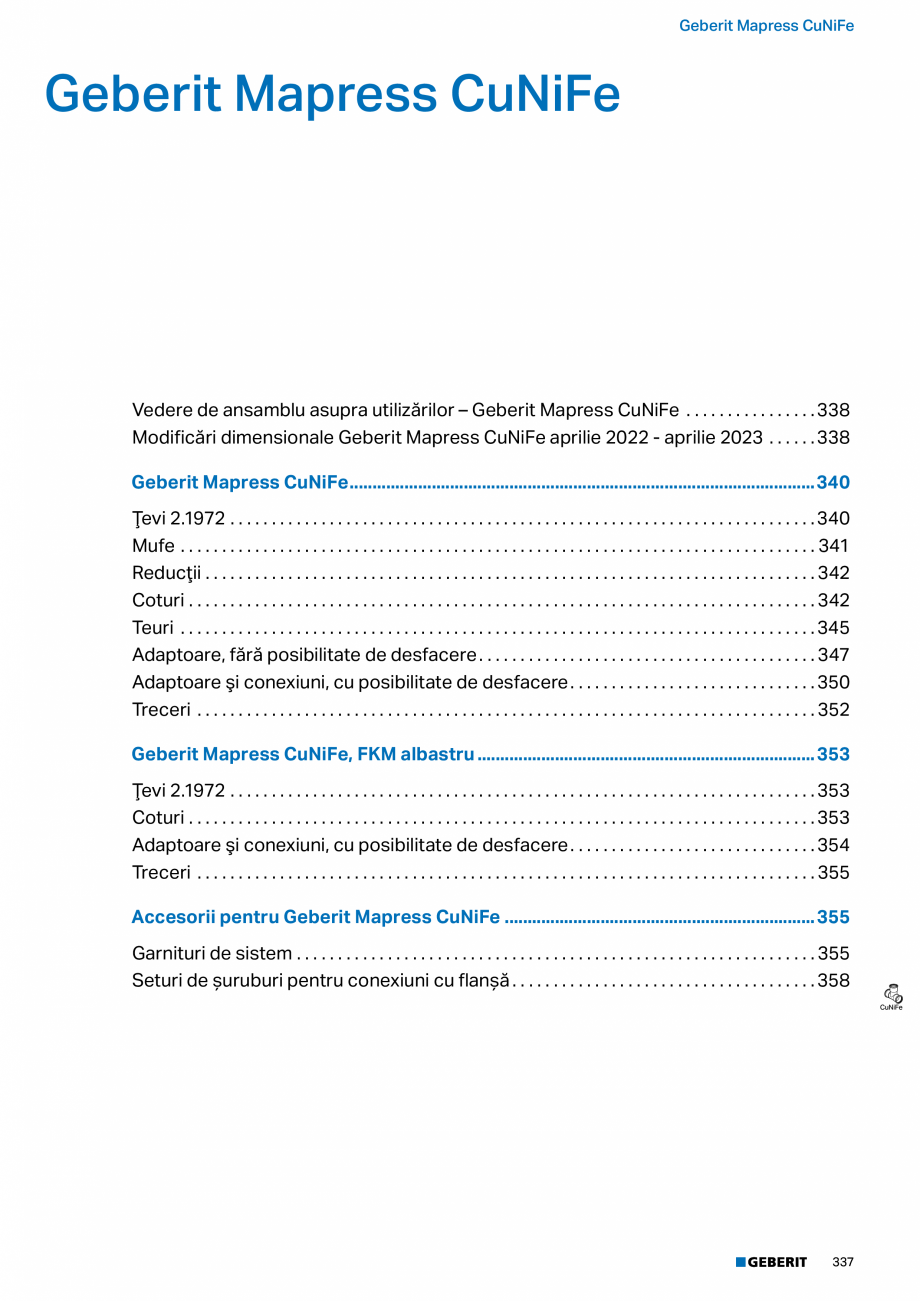 Pagina 336-Catalog GEBERIT - Sisteme de tevi - 2022  Catalog, brosura Romana racteristici
• Indicator de...