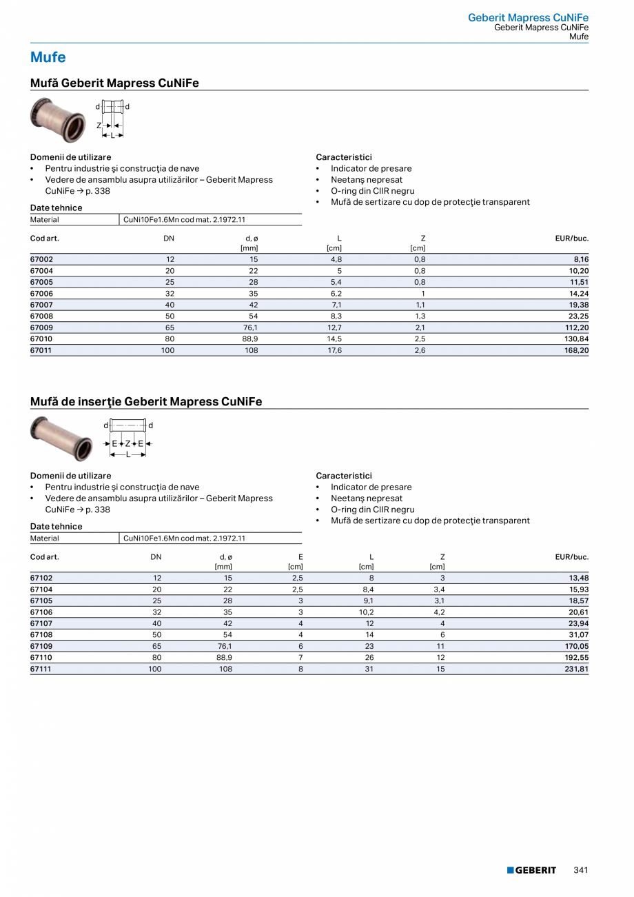 Pagina 340-Catalog GEBERIT - Sisteme de tevi - 2022  Catalog, brosura Romana . 163
• Vedere de ansamblu...