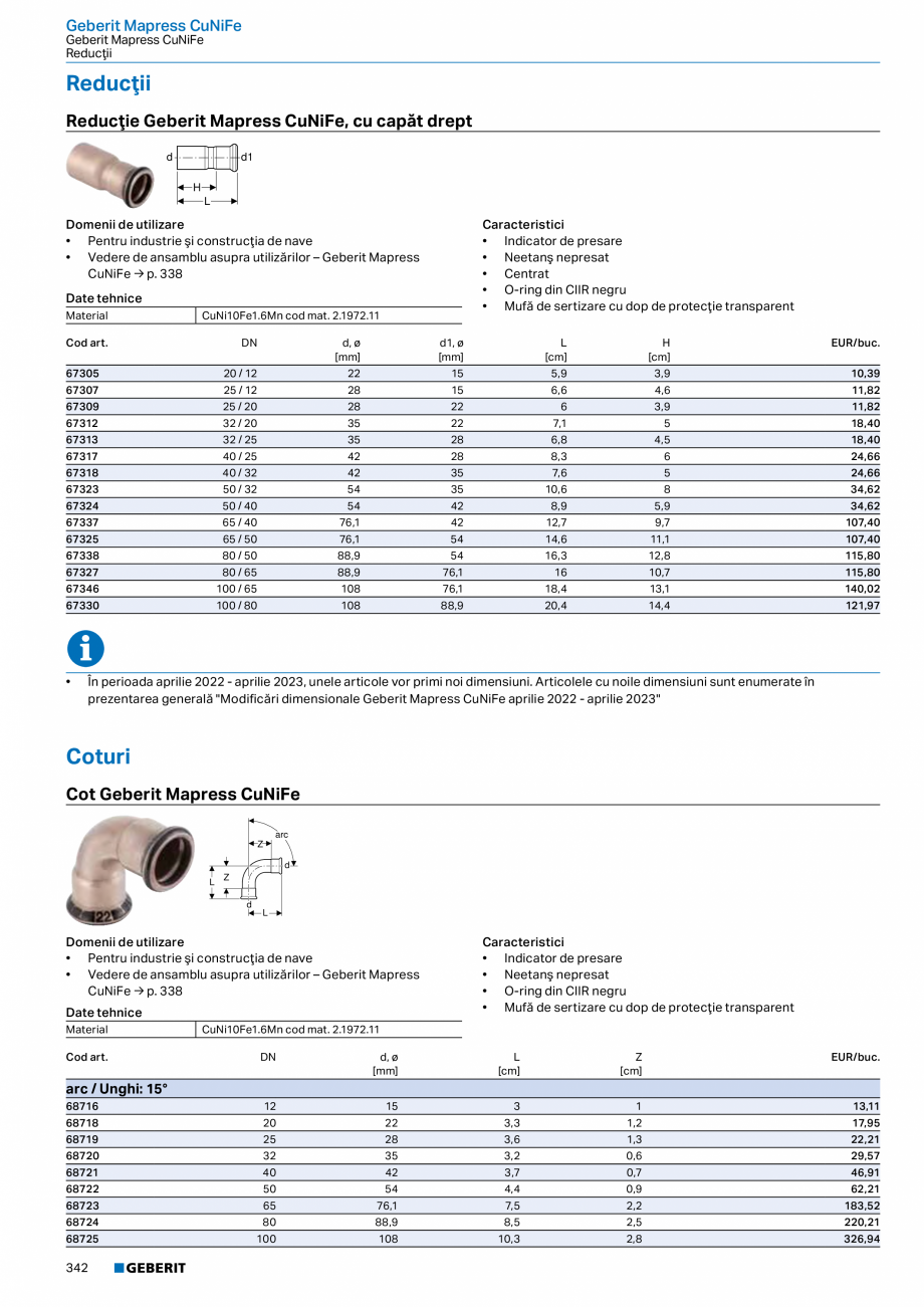 Pagina 341-Catalog GEBERIT - Sisteme de tevi - 2022  Catalog, brosura Romana nsator axial Geberit Mapress...