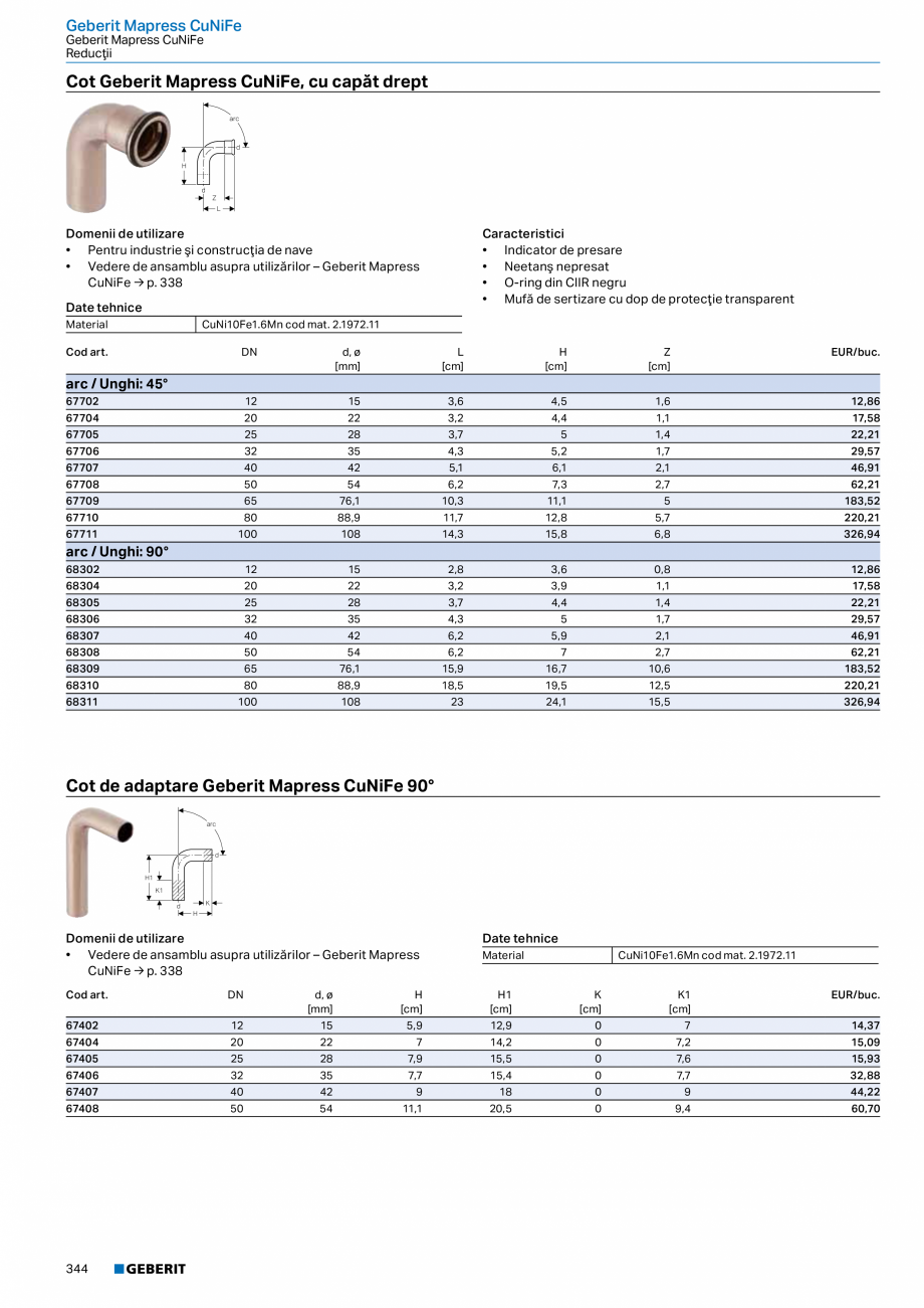 Pagina 343-Catalog GEBERIT - Sisteme de tevi - 2022  Catalog, brosura Romana  protecţie din oţel 1.0039,...