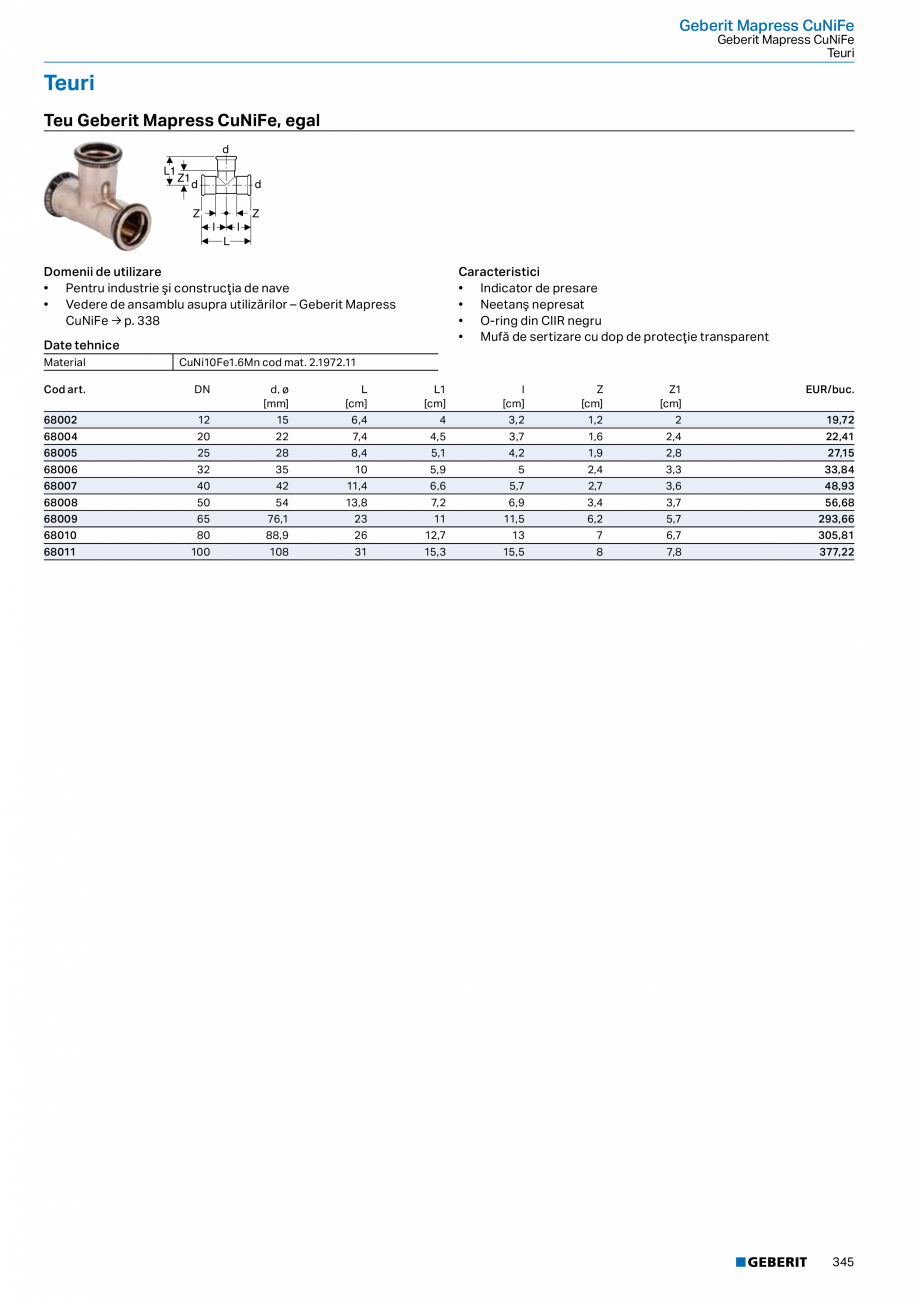 Pagina 344-Catalog GEBERIT - Sisteme de tevi - 2022  Catalog, brosura Romana el
inoxidabil pentru medii...