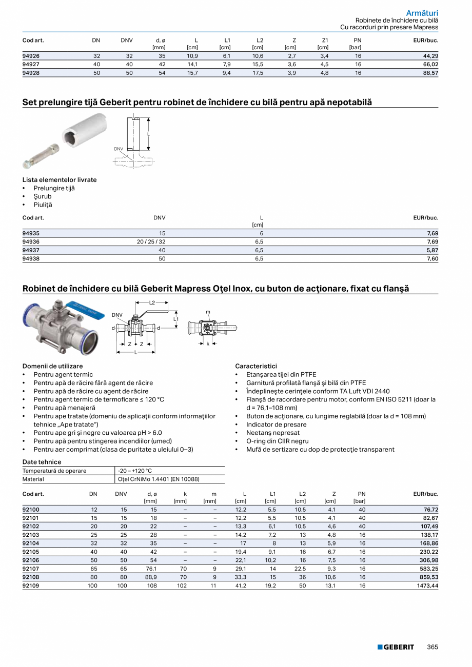 Pagina 364-Catalog GEBERIT - Sisteme de tevi - 2022  Catalog, brosura Romana Geberit Mapress Oţel-Inox
...