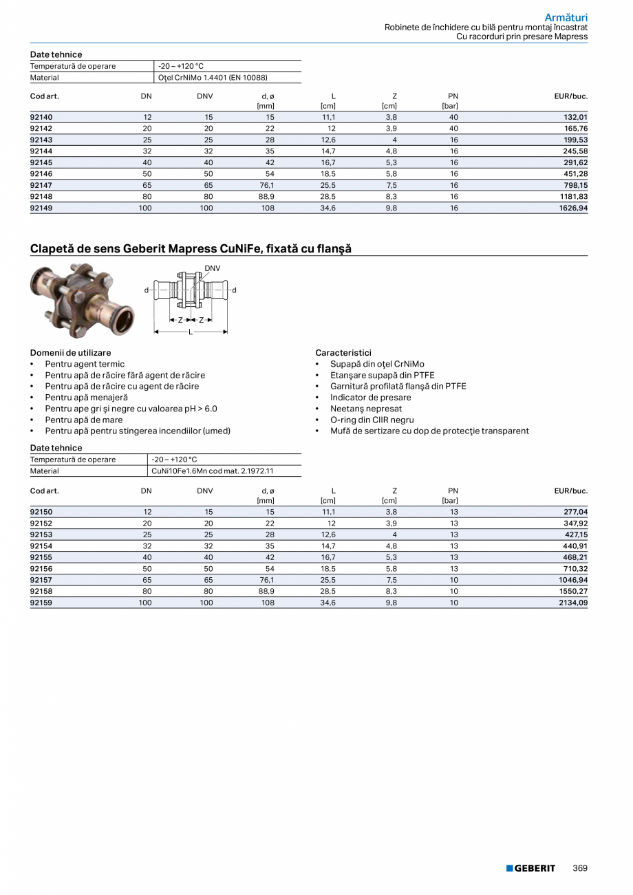 Pagina 368-Catalog GEBERIT - Sisteme de tevi - 2022  Catalog, brosura Romana oare şi conexiuni, cu...