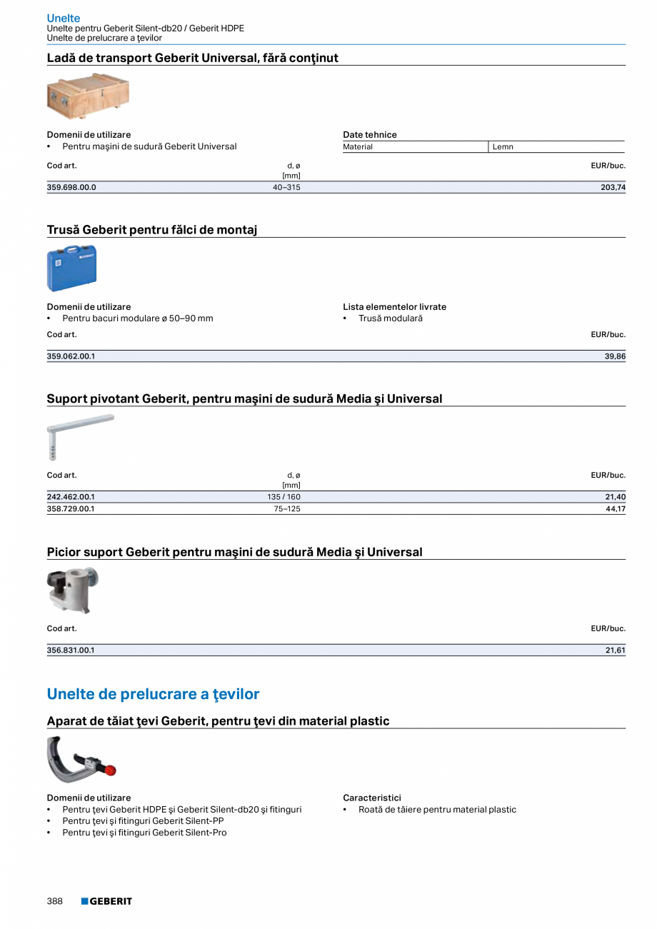 Pagina 387-Catalog GEBERIT - Sisteme de tevi - 2022  Catalog, brosura Romana Două puncte de fixare
• O-ring ...