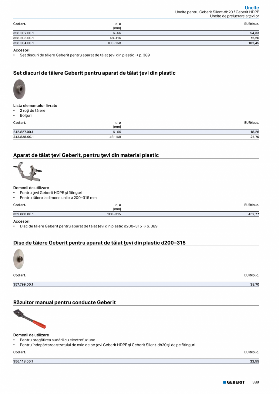 Pagina 388-Catalog GEBERIT - Sisteme de tevi - 2022  Catalog, brosura Romana licon
• Neetanş nepresat
•...