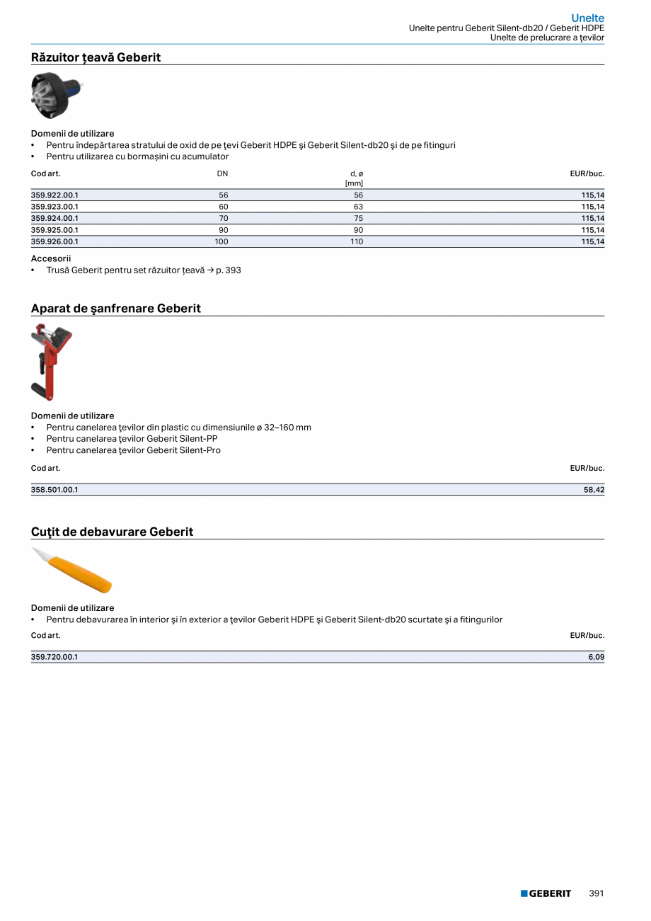 Pagina 390-Catalog GEBERIT - Sisteme de tevi - 2022  Catalog, brosura Romana supra aplicațiilor – Geberit...