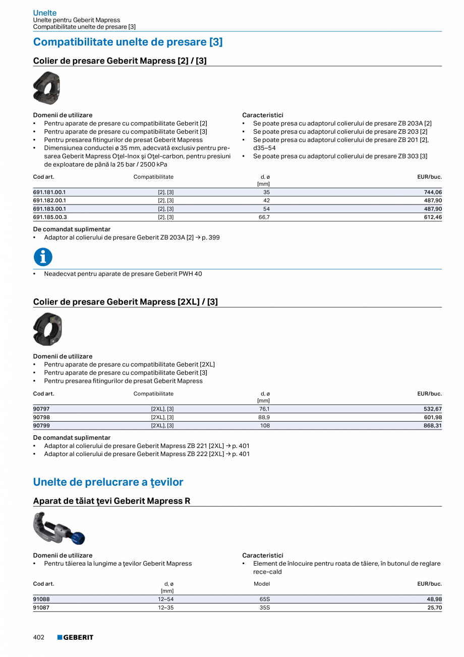 Pagina 401-Catalog GEBERIT - Sisteme de tevi - 2022  Catalog, brosura Romana nale Geberit Mapress Oţel-Inox...