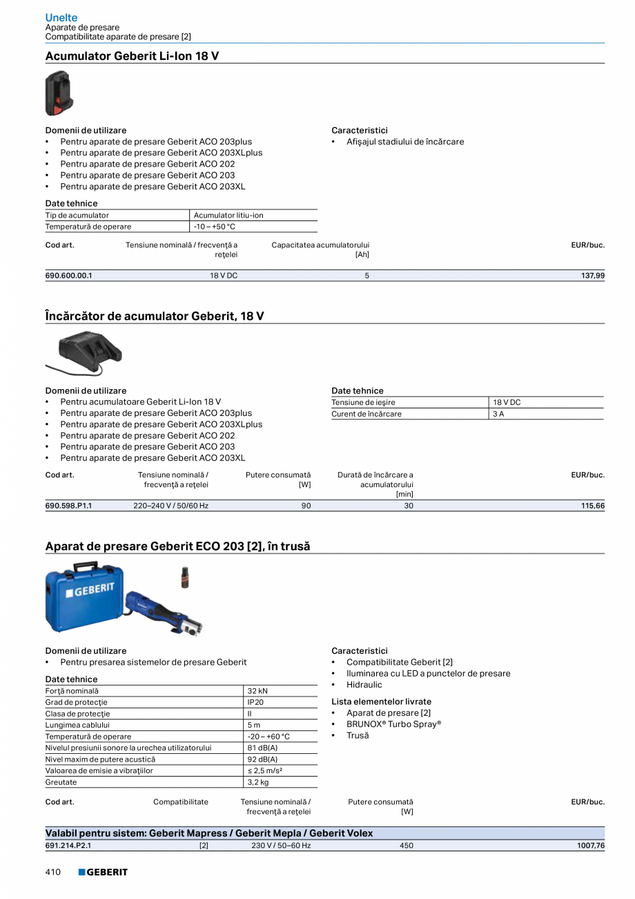 Pagina 409-Catalog GEBERIT - Sisteme de tevi - 2022  Catalog, brosura Romana zare
• Pentru tehnică solară, ...