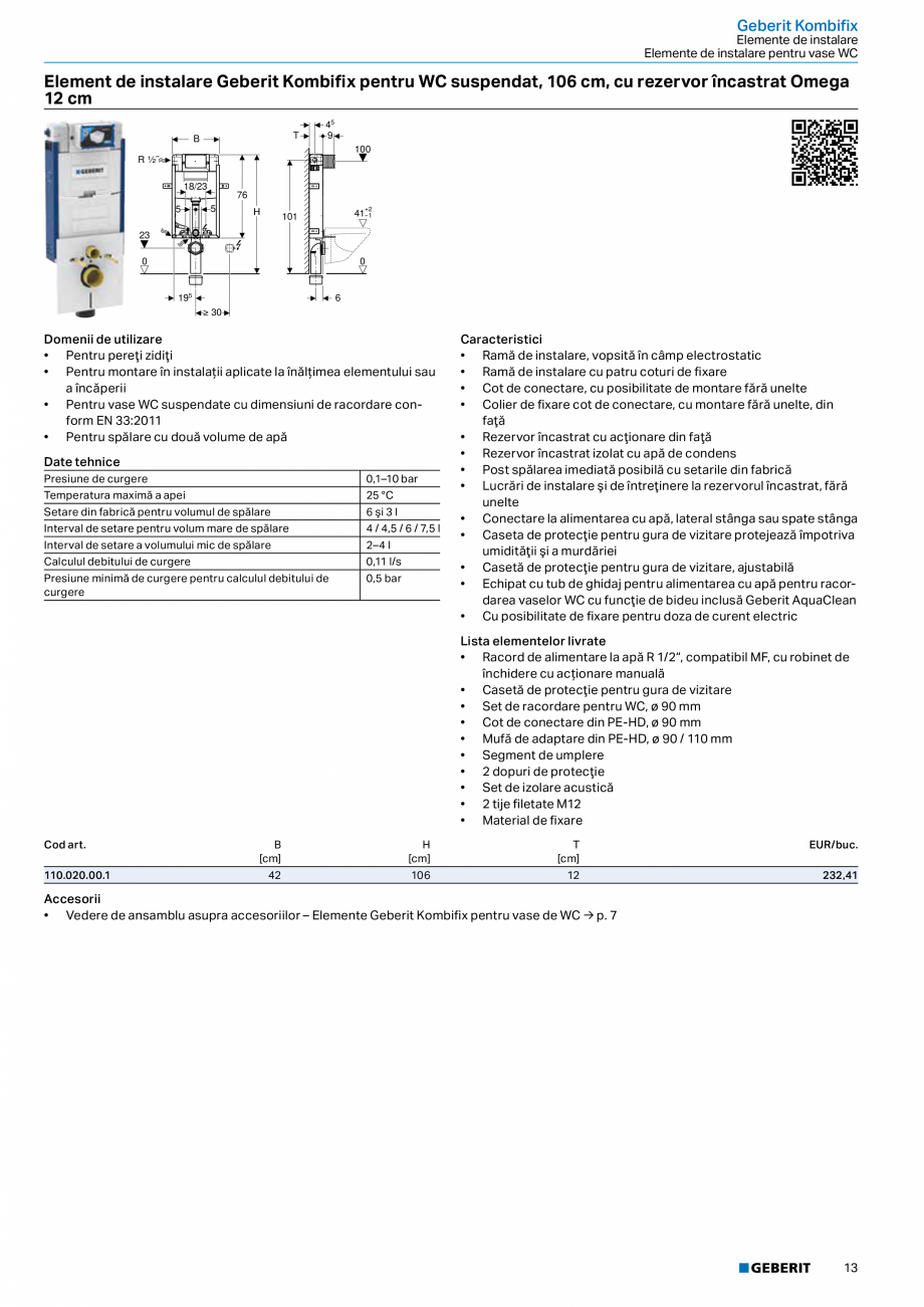 Pagina 12-Catalog GEBERIT - Sisteme sanitare - 2022  Catalog, brosura Romana ionare manuală
• Casetă de...