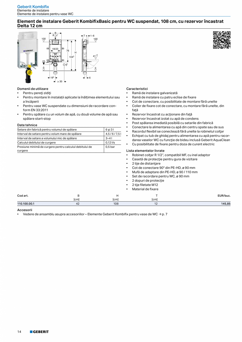 Pagina 13-Catalog GEBERIT - Sisteme sanitare - 2022  Catalog, brosura Romana volume de apă
Date tehnice...