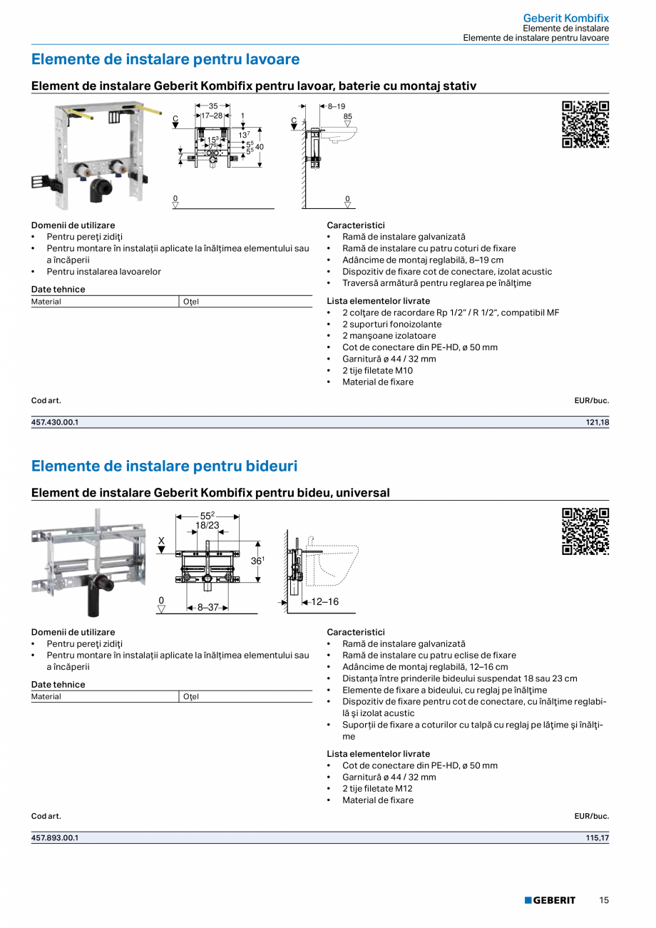 Pagina 14-Catalog GEBERIT - Sisteme sanitare - 2022  Catalog, brosura Romana  cu apă, lateral stânga sau...