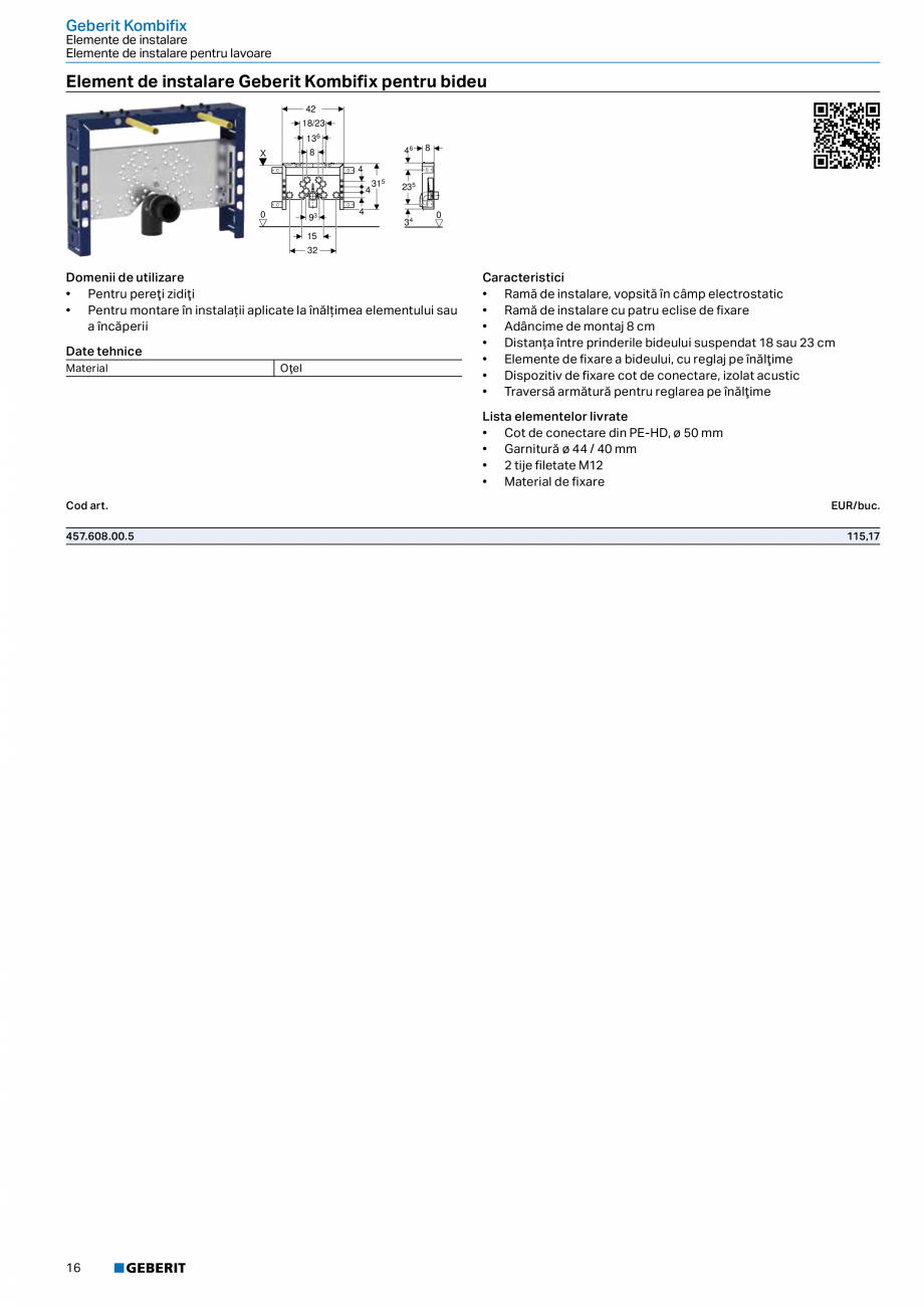 Pagina 15-Catalog GEBERIT - Sisteme sanitare - 2022  Catalog, brosura Romana 
Elemente de instalare
Elemente...
