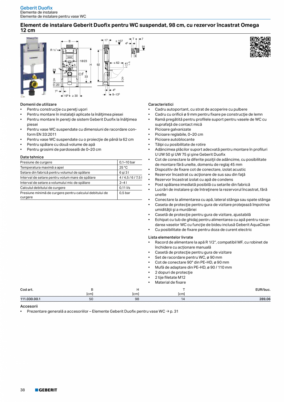 Pagina 37-Catalog GEBERIT - Sisteme sanitare - 2022  Catalog, brosura Romana  Adâncime de montaj fără cot...