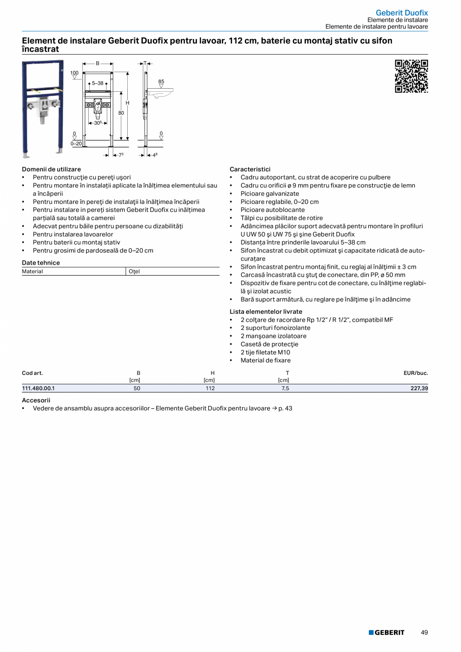Pagina 48-Catalog GEBERIT - Sisteme sanitare - 2022  Catalog, brosura Romana Se poate instala fără unelte...
