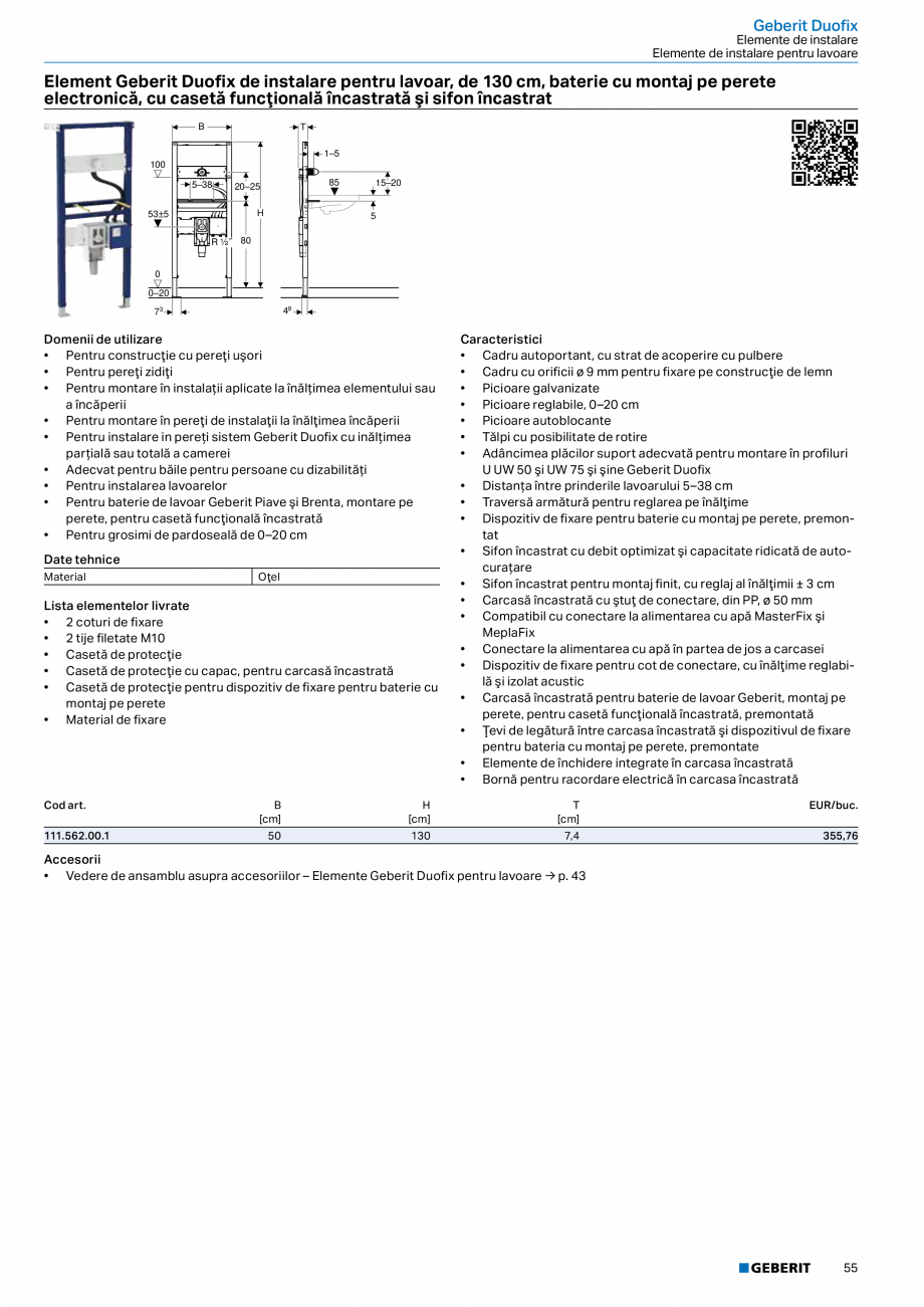 Pagina 54-Catalog GEBERIT - Sisteme sanitare - 2022  Catalog, brosura Romana lţimea încăperii
• Pentru...