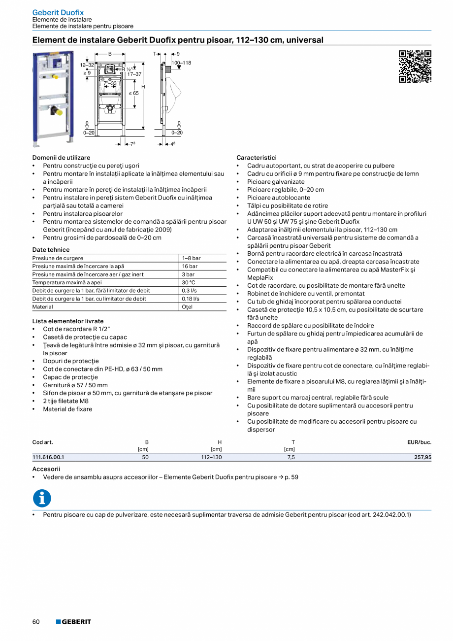 Pagina 59-Catalog GEBERIT - Sisteme sanitare - 2022  Catalog, brosura Romana Picioare autoblocante
• Tălpi ...