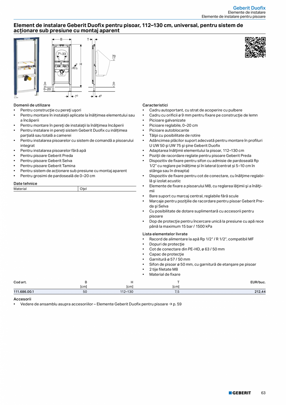 Pagina 62-Catalog GEBERIT - Sisteme sanitare - 2022  Catalog, brosura Romana istici
• Cadru autoportant, cu ...