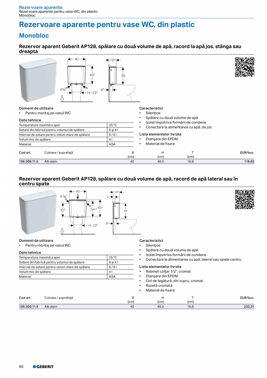 Pagina 89-Catalog GEBERIT - Sisteme sanitare - 2022  Catalog, brosura Romana x pentru lavoar, 112 cm, model...