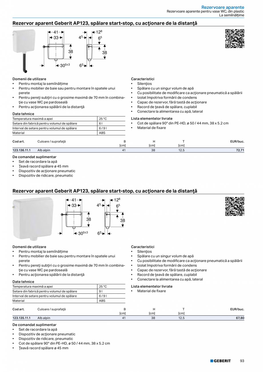 Pagina 92-Catalog GEBERIT - Sisteme sanitare - 2022  Catalog, brosura Romana  montare în profiluri
U UW 50...