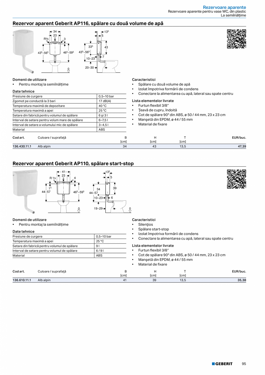 Pagina 94-Catalog GEBERIT - Sisteme sanitare - 2022  Catalog, brosura Romana ncimea plăcilor suport...