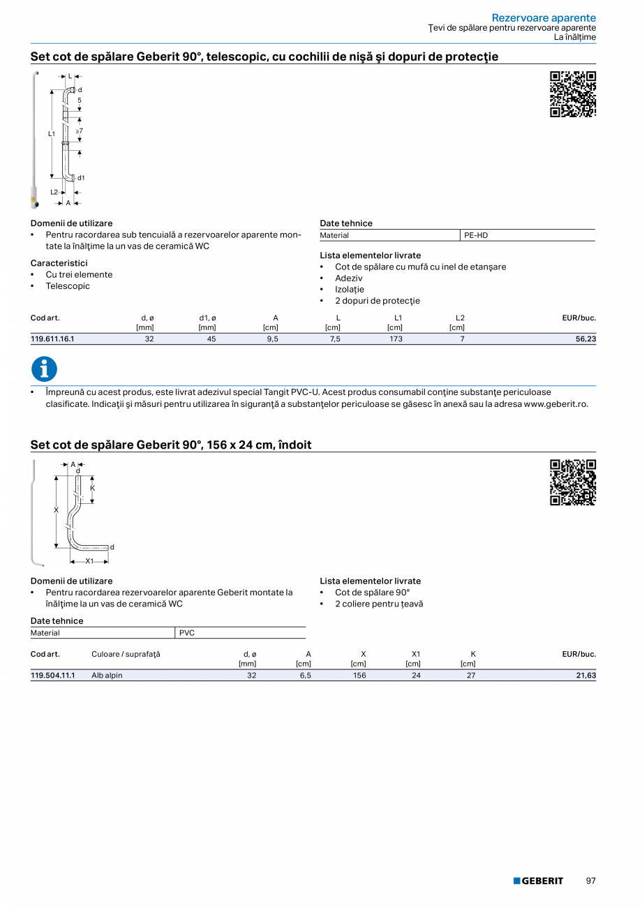 Pagina 96-Catalog GEBERIT - Sisteme sanitare - 2022  Catalog, brosura Romana Picioare autoblocante
• Tălpi ...