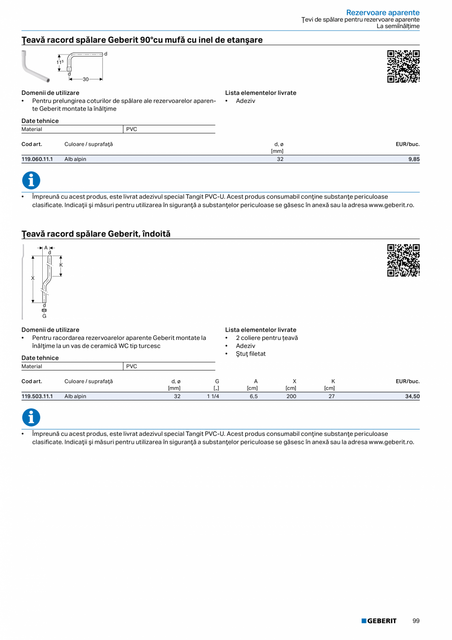 Pagina 98-Catalog GEBERIT - Sisteme sanitare - 2022  Catalog, brosura Romana cţie de lemn
• Picioare...