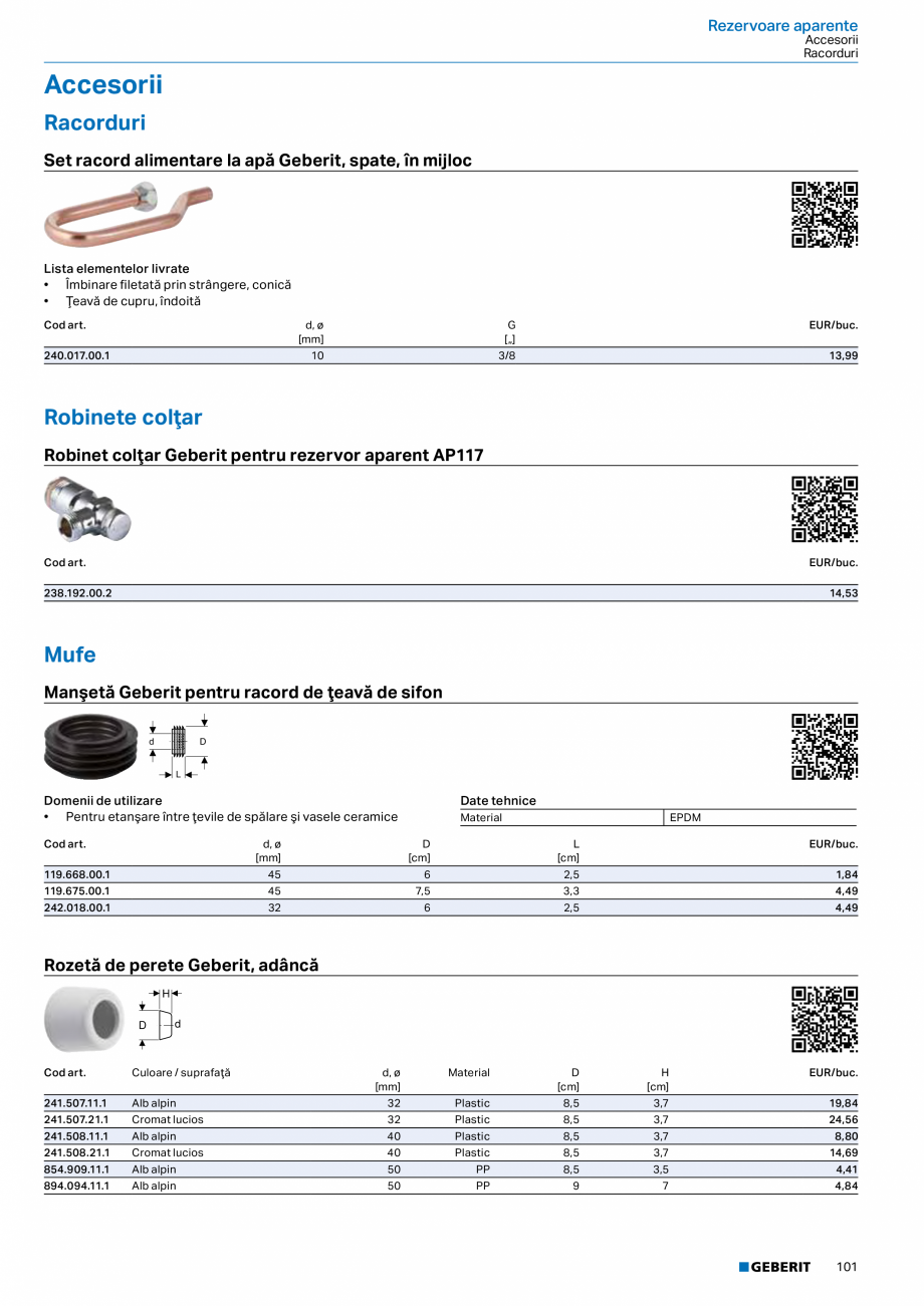 Pagina 100-Catalog GEBERIT - Sisteme sanitare - 2022  Catalog, brosura Romana re în profiluri
U UW 50 şi UW...