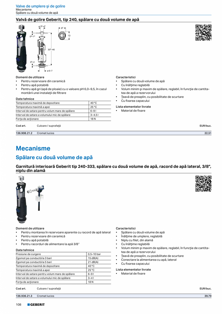 Pagina 107-Catalog GEBERIT - Sisteme sanitare - 2022  Catalog, brosura Romana ea elementului sau
a încăperii
...