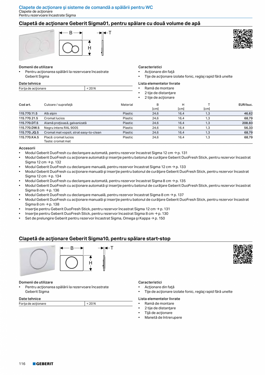 Pagina 115-Catalog GEBERIT - Sisteme sanitare - 2022  Catalog, brosura Romana aj stativ
• Pentru grosimi de...