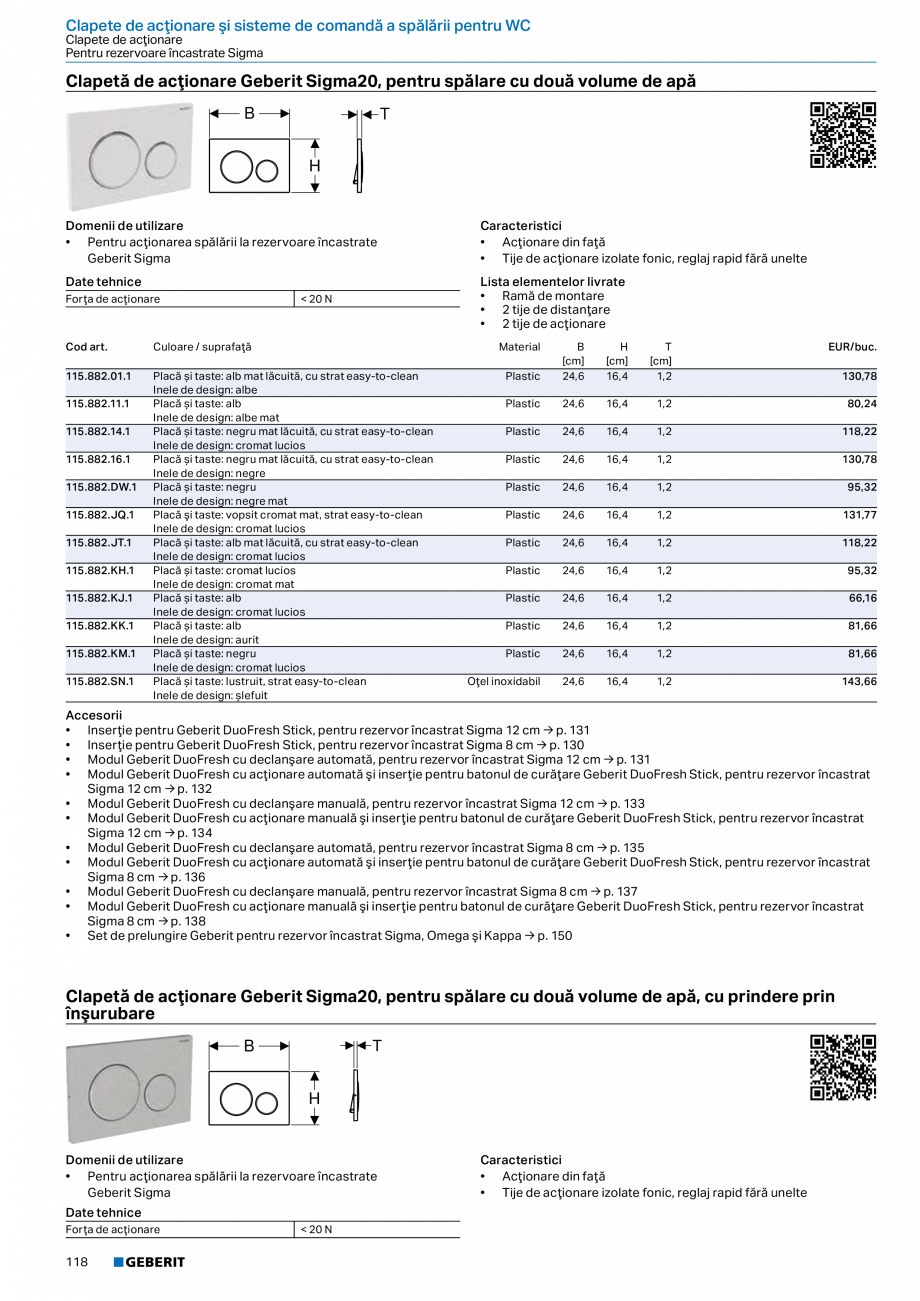 Pagina 117-Catalog GEBERIT - Sisteme sanitare - 2022  Catalog, brosura Romana lui, cu reglaj pe înălţime
•...
