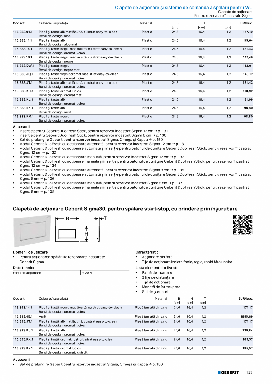 Pagina 122-Catalog GEBERIT - Sisteme sanitare - 2022  Catalog, brosura Romana arnitură ø 57 / 50 mm
• Sifon...