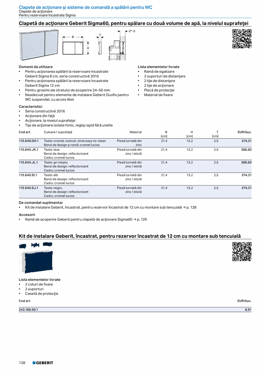 Pagina 127-Catalog GEBERIT - Sisteme sanitare - 2022  Catalog, brosura Romana i izolat acustic
• Elemente de ...