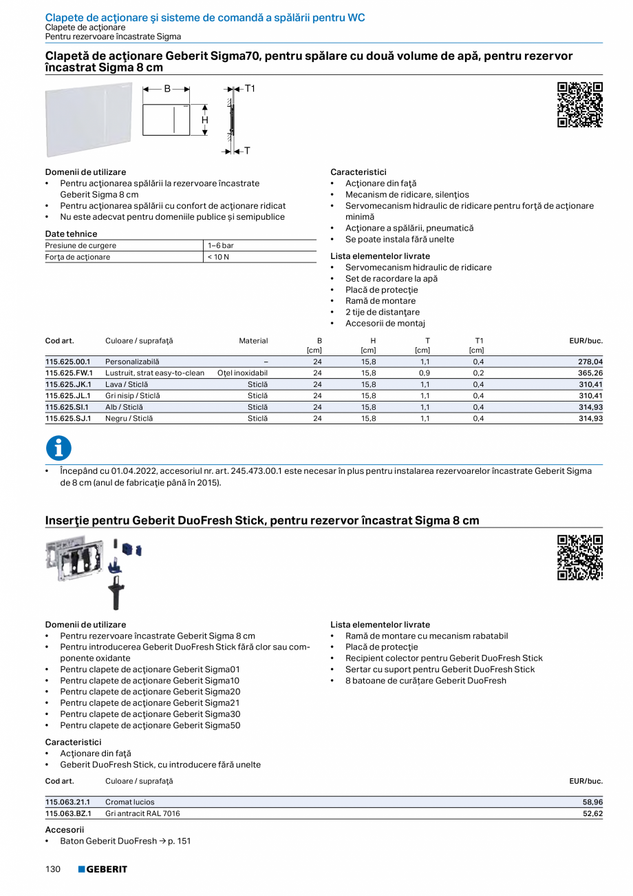 Pagina 129-Catalog GEBERIT - Sisteme sanitare - 2022  Catalog, brosura Romana 9 mm pentru fixare pe...