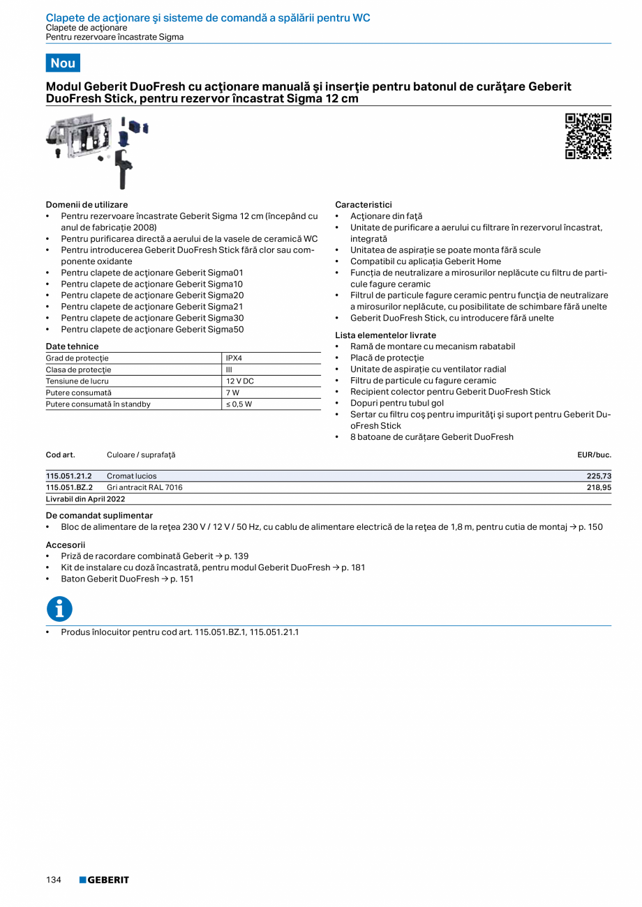 Pagina 133-Catalog GEBERIT - Sisteme sanitare - 2022  Catalog, brosura Romana  la maximum 15 bar / 1500 kPa...
