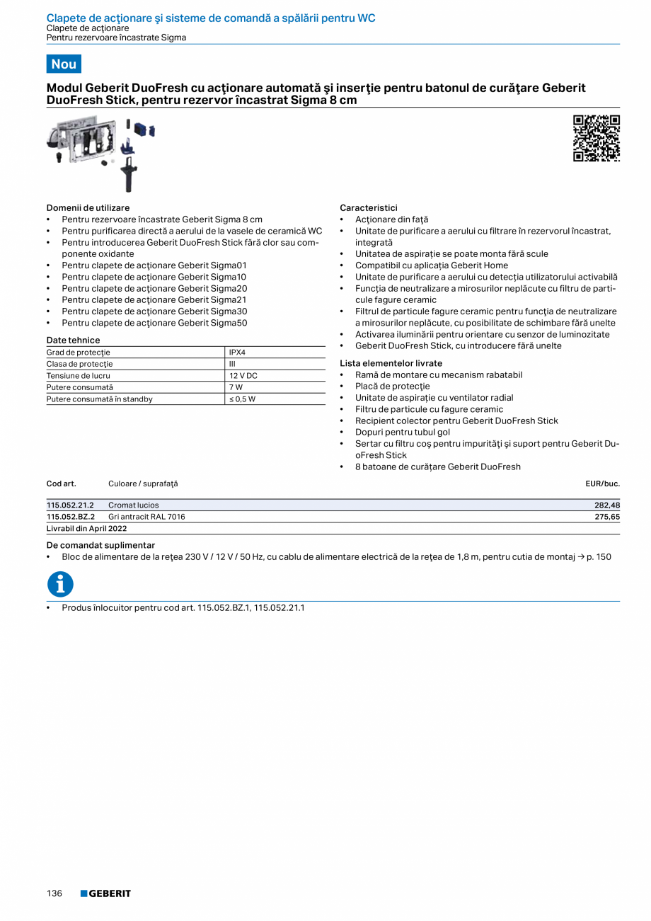 Pagina 135-Catalog GEBERIT - Sisteme sanitare - 2022  Catalog, brosura Romana arnitură de etanşare pe pisoar
...