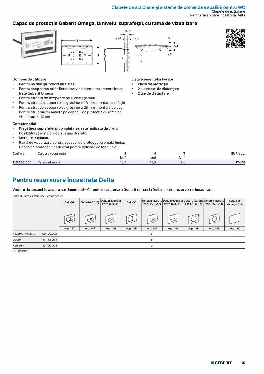 Pagina 144-Catalog GEBERIT - Sisteme sanitare - 2022  Catalog, brosura Romana 
• Nivel reglabil al...