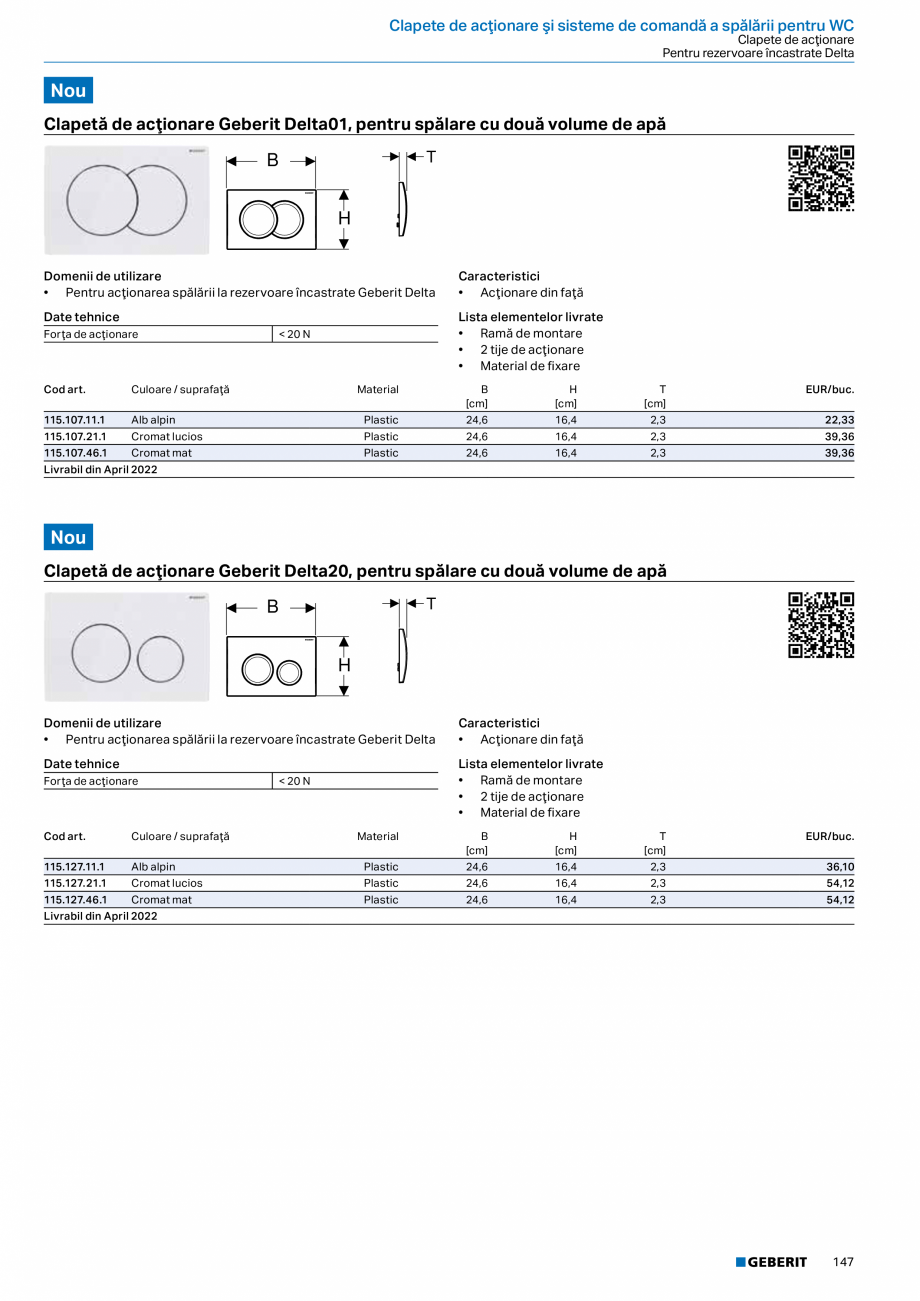 Pagina 146-Catalog GEBERIT - Sisteme sanitare - 2022  Catalog, brosura Romana ălpi cu posibilitate de rotire...