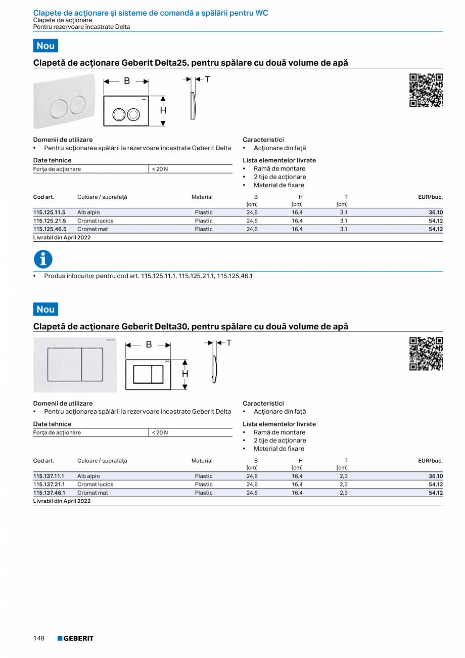 Pagina 147-Catalog GEBERIT - Sisteme sanitare - 2022  Catalog, brosura Romana i

•

68

Plăcile de...