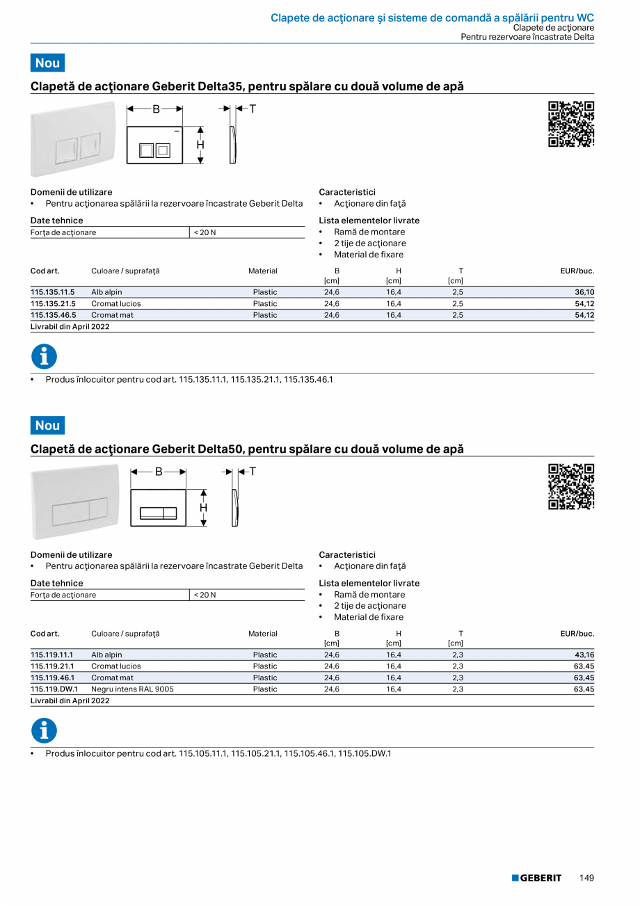 Pagina 148-Catalog GEBERIT - Sisteme sanitare - 2022  Catalog, brosura Romana  9 mm pentru fixare pe...