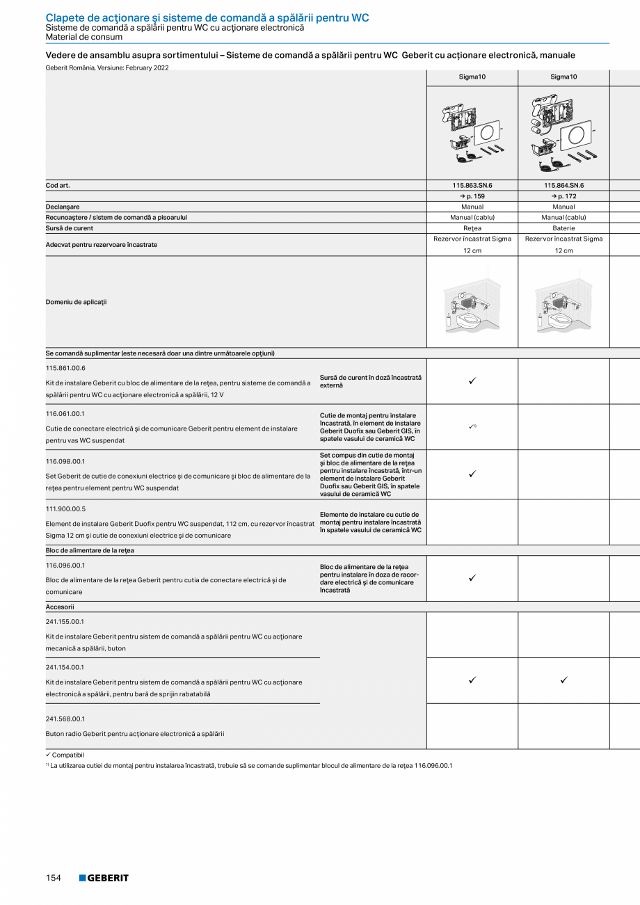 Pagina 153-Catalog GEBERIT - Sisteme sanitare - 2022  Catalog, brosura Romana ivind dimensiunile.
Dimensiunile ...
