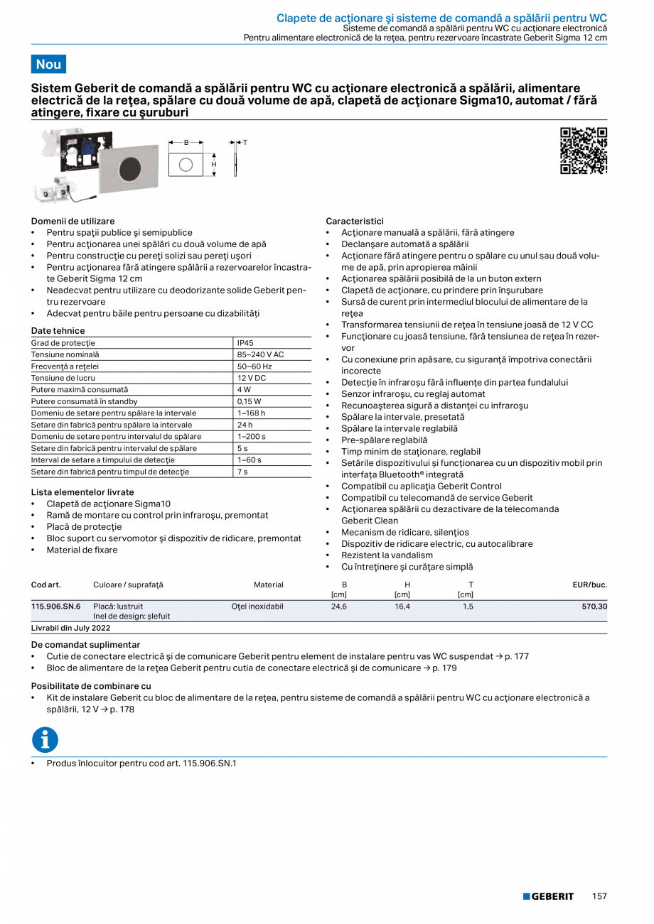 Pagina 156-Catalog GEBERIT - Sisteme sanitare - 2022  Catalog, brosura Romana 

Domenii de utilizare
• Pentru...
