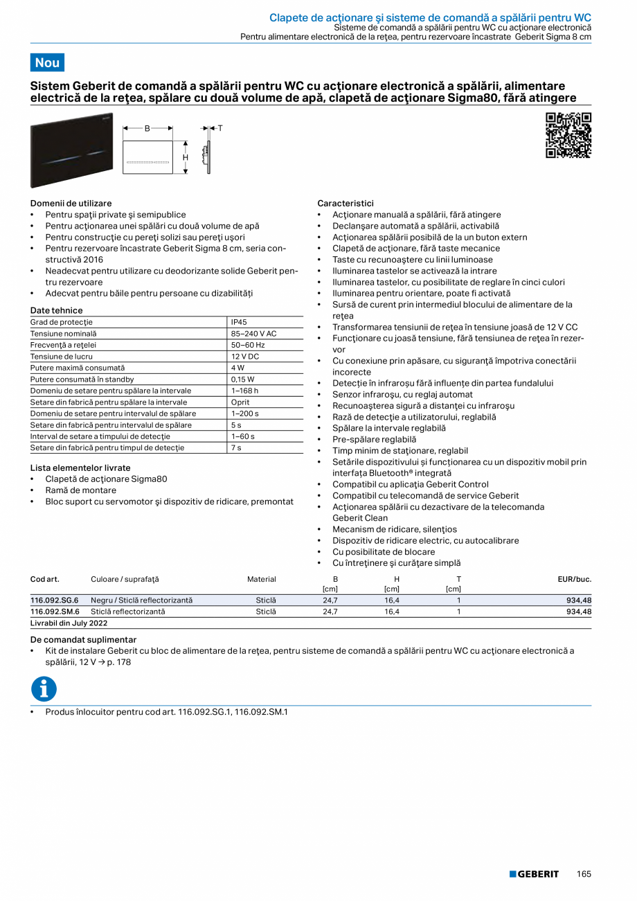 Pagina 164-Catalog GEBERIT - Sisteme sanitare - 2022  Catalog, brosura Romana ă guri de scurgere
• Pentru...