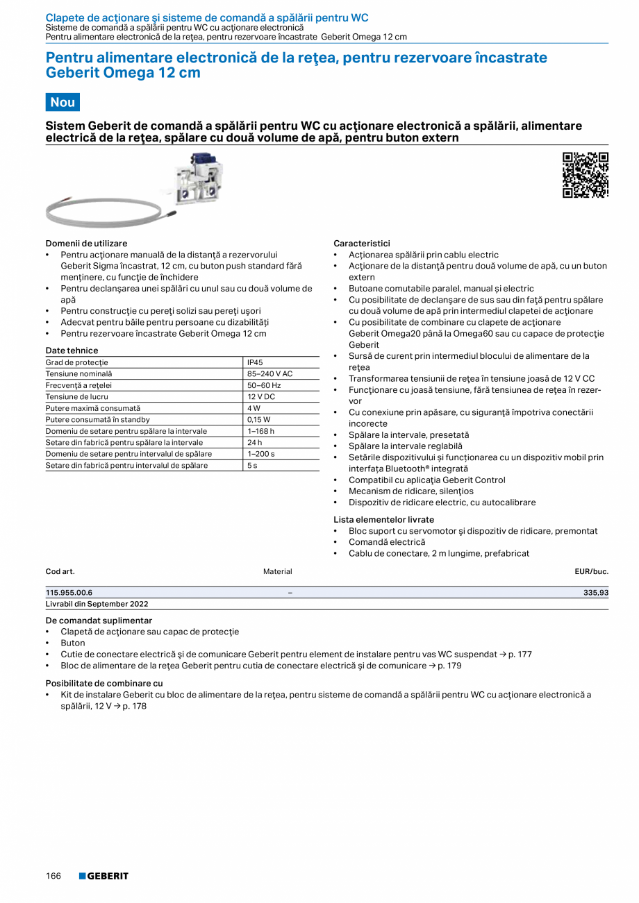 Pagina 165-Catalog GEBERIT - Sisteme sanitare - 2022  Catalog, brosura Romana rt de panouri, cuplabilă
Cod art...