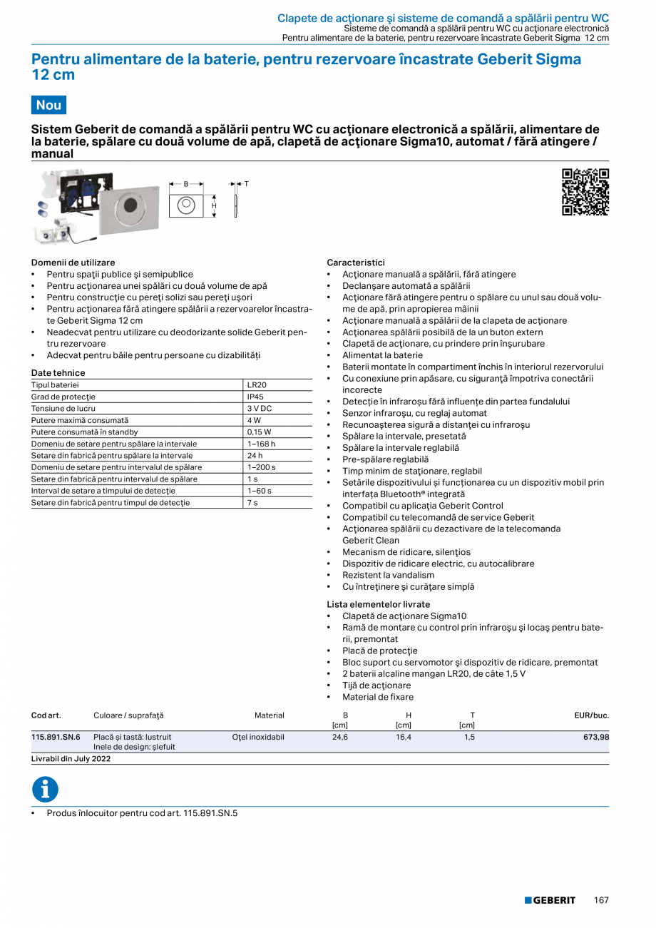 Pagina 166-Catalog GEBERIT - Sisteme sanitare - 2022  Catalog, brosura Romana stâlpi la o distanţă 50–57.5...