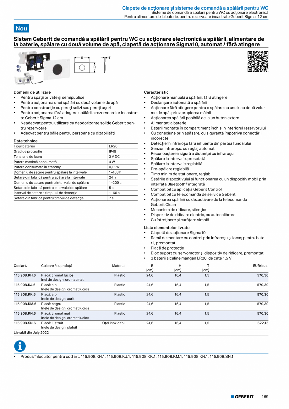 Pagina 168 - Catalog GEBERIT - Sisteme sanitare - 2022  Catalog, brosura Romana ioare pentru perete ...