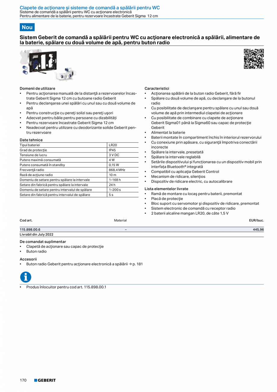 Pagina 169-Catalog GEBERIT - Sisteme sanitare - 2022  Catalog, brosura Romana  WC şi a bideurilor
• Pentru...