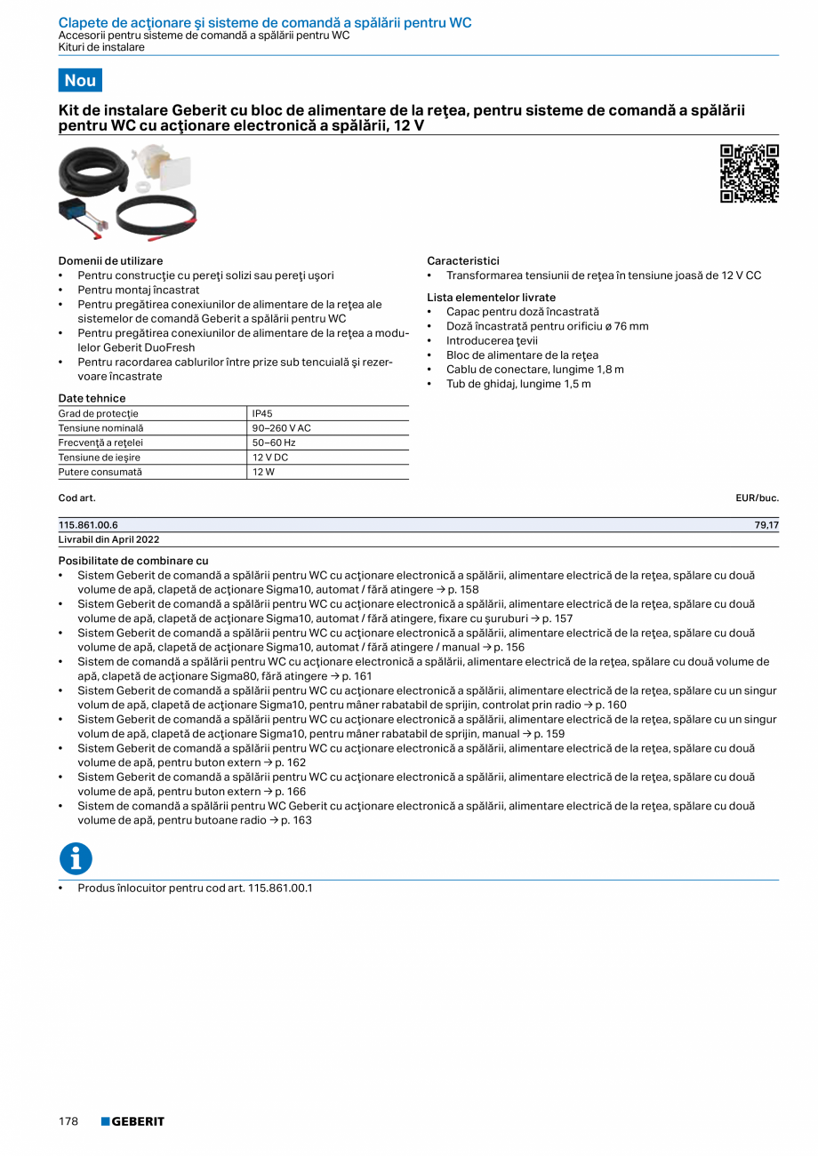 Pagina 177-Catalog GEBERIT - Sisteme sanitare - 2022  Catalog, brosura Romana t de racordare pentru WC, ø 90...