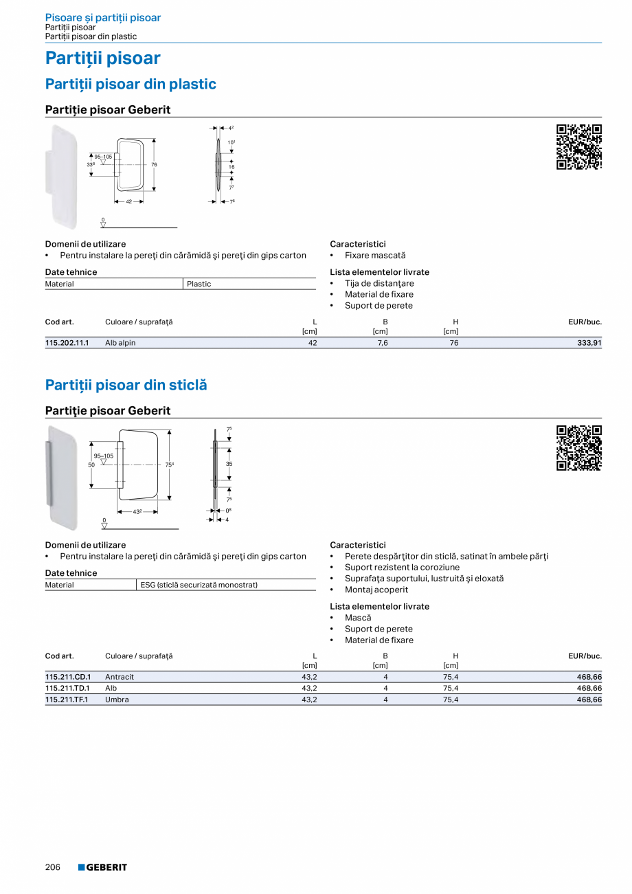 Pagina 205 - Catalog GEBERIT - Sisteme sanitare - 2022  Catalog, brosura Romana 
Valve de umplere......
