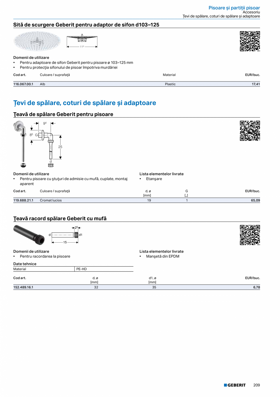 Pagina 208-Catalog GEBERIT - Sisteme sanitare - 2022  Catalog, brosura Romana 
Caracteristici
• Înălţime...